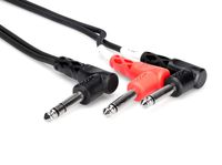 Hosa STP-201RR Right Angle 1/4" TRS to Dual Right Angle 1/4" TS Insert Cable, 1 Meter