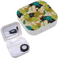 Portable Contact Lens Case Box Travel Kit Mirror + Bottle + Tweezers Container Holder [ Watercolor Hibiscus Flowers ]