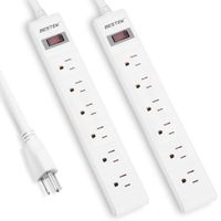 BESTEK 6 Outlet Power Strip Surge Protector, 15A Power Strip with Mounting Hole, 2.6-Foot Long Cord, 200 Joules, UL and ETL Listed(2 Pack)