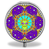 Alien Pill Case, Round Stainless Drug Organizer Container Medicine Cover for Pocket Daily&Weekly