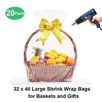 LazyMe 32x40 inch, Basket Cellophane Shrink Bags, Shrink Wrap Bags Large, Clear, 20 Packs