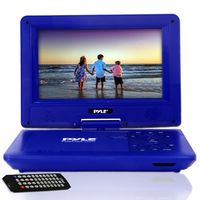 Upgraded 2017 Pyle 9 Inch Portable Travel  DVD Player, Use as Car CD  DVD Player, Rechargeable Battery, USB/SD, Headphone Jack, Includes Remote Control, Car Charger, Travel Bag Blue (PDV91BL)