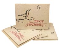 Mr. Ellie Pooh Elephant Dung Paper"Merry Christmas" Holiday Bird Letter Press Card Set