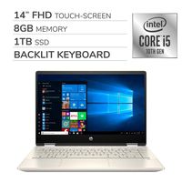 HP Pavilion x360 2-in-1 2019 Premium 14'' FHD Touch Screen Laptop Notebook Computer,Intel 4-Core i5-10210U 1.60 GHz, 8GB RAM,1TB SSD,Backlit Keyboard,No DVD,Wi-Fi,Bluetooth,Webcam,HDMI,Win 10