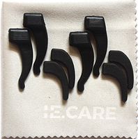 High Quality Black Anti-Slip Glasses Silicone Ear Hook Retainer- 4 Pairs (2 Different Sizes) + 1 Microfiber Cleaning Cloth