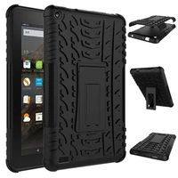 WensLTD Rubber Shockproof Hybrid Hard Case Cover Stand Holder for Kindle Fire HD7 2015 (Black)