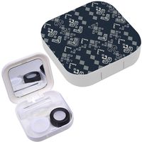 Portable Contact Lens Case Box Travel Kit Mirror + Bottle + Tweezers Container Holder [ Ethnic Geometrical Tribal ]
