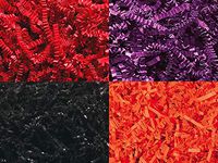 Assorted 4 Colors Halloween Crinkle Paper Shred for Packaging Gift Box/Party Decor 8-Ounce Bag Bulk Buy !! Choose Color Set (RED, Plum, Black, Orange)