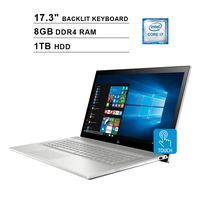 2020 HP Envy 17.3 Inch Touchscreen FHD 1080P Laptop, Intel 4-Core i7-8550U up to 4.0GHz, NVIDIA MX150 2GB, 8GB DDR4 RAM, 1TB HDD, Backlit Keyboard, DVD, HDMI, Windows 10 (Renewed)