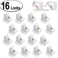 Child Safety Magnetic Cabinet Locks - 16 Pack Children Proof Cupboard Baby Locks Latches - Adhesive for Cabinets & Drawers and Screws Fixed for Durable Protection