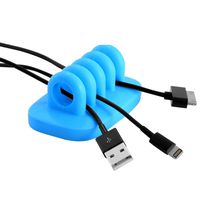 Cable Clip Holder Weighted Desktop Cord Management Fixture (Blue)