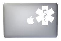 Caduceus Snake Staff Medical Symbol Vinyl Decal for MacBook, Laptop or Other Device 5 Inch (White)