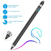 Active Stylus Pen, Ciscle 2 in 1 Digital Pencil with 1.5 mm High-Precision Copper Tip and Mesh Tip, Fine Point Stylus Compatible for iPad, iPhone, Android Tablet and Other Touch Screen Devices-Black