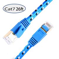 Cat7 Gigabit Ethernet Cable 25Ft Flat Nylon Braided Cable YOMESTE Internet Cable Gold-Plated RJ45 Connectors Modem,Vedio Game,Router,IP Cameras,PC, Mac, Laptop More