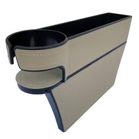LucklyJone Car Seat Gap Filler, Leather Console Side Pocket, Car Seat Pocket Organizer Catcher Caddy for CellPhones Wallet Coin with Cup Holder Beige (Passenger Side)