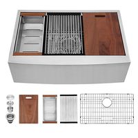 Sarlai 36 Inch Ledge Farmhouse Apron Single Bowl 16 Gauge Stainless Steel Luxury Kitchen Sink