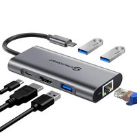 USB C Hub, UtechSmart 6 in 1 USB C to HDMI Adapter Dock with 1000M Ethernet, Power Delivery PD Type C Charging Port, 3 USB 3.0 Ports Compatible for MacBook Pro, ChromeBook, XPS, and USB C Devices