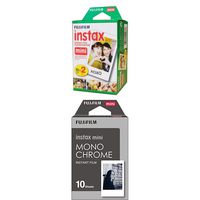 Fujifilm INSTAX Mini Instant Film Twin Pack (White) and Instax Mini Monochrome Film - 10 Exposures
