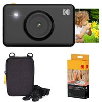 Kodak Mini Shot Instant Camera (Black) Basic Bundle + Paper (20 Sheets) + Deluxe Case