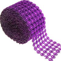 Firefly Imports Homeford Flower Rhinestone Diamond Mesh Wrap Ribbon, 4-Inch, 10 Yards (Purple)