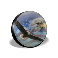 Jackmen Spare Tire Cover American Flag Eagle Polyester Universal Dust-Proof Corrosion Protection Wheel Covers for Jeep Trailer RV SUV Truck and Many Vehicles (14" 15" 16" 17")