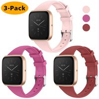 EZCO 3-Pack Sport Bands Compatible with Fitbit Versa/Versa 2 / Versa Lite, Waterproof Soft Silicone Breathable Sport Watch Strap Replacement Wristband Accessories Women Man for Versa Smart Watch
