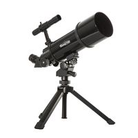TwinStar 80mm Refractor Telescope 400mm Focal Length f/5.0 F | 25mm & 10mm Kellner Magnification eyepieces, Finding Scope and Tripod Included | Great for Beginners (Kids Pack Bundle, Black)