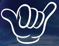Hang Loose Hand Sign Vinyl Stickers Symbol 5.5" Decorative DIE Cut Decal for Cars Tablets LAPTOPS Skateboard - White