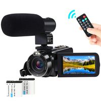 Video Camera Camcorder,ACTITOP 1080P FHD Camcorder 24.0MP 16X Digital Zoom Vlogging Camera for YouTube with Microphone, Remote Controller and 2 Batteries