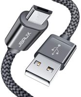 JSAUX Micro USB Cable Android, (2-Pack 6.6FT) Micro USB to USB A High Speed Sync Charger Nylon Braided Cord Compatible Samsung Galaxy S6 S7 Edge J7 Note 5,Kindle,LG,Xbox,PS4,Camera,Smartphones(Grey)