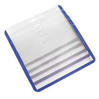Plastic Horizontal Name Card ID Badge Holder Pouch, 10Pcs, Blue Clear