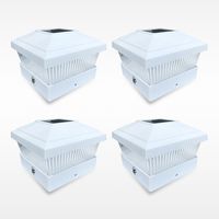 5x5 Solar LED White Square Post Deck Cap PVC HIGUNE Outdoor Lights for Garden Patio Fence Pathway Landscape Lamp (4-Pack)