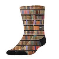 YEAHSPACE Unisex Books Bookshelf Cozy Cotton Athletic Crew Socks Fun Cute Dress Socks,Novelty Gift for Kids Teens