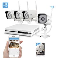 Zmodo Wireless Security Camera System - NVR w/ 1TB Hard Drive, 4 x 720P HD Wireless Cameras Night Vision - WiFi Easy Installation No Video Cables Needed (Renewed)