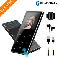 MP3 Player with Bluetooth 4.2-2019 New Updated Model,8GB HiFi Lossless Mp3 Player with Touch Buttons,62 Hours Playback,Support Up to 128GB,Built-in Speaker, FM Radio,Pedometer,Recording,Black