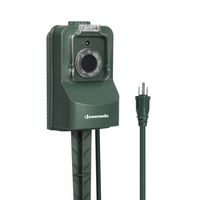 DEWENWILS Outdoor Power Stake, Weatherproof Power Strip Timer, Light Sensor Timer Switch with Waterproof Cover, 3 Grounded Outlets, 6ft Cord for Fountain Pool Pump Electrical Outlets, 15A,UL Listed