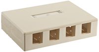 Hellermann Tyton SMBQUAD-I Surface Mount Box, 4 Port, 4.52" x 1.10" x 3.27", PVC, Ivory