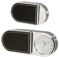 Natico Folding Alarm Clock with Leather Trim (10-3964L)