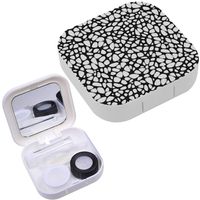 Portable Contact Lens Case Box Travel Kit Mirror + Bottle + Tweezers Container Holder [ Black Web ]