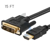 FYL 15ft Gold 18+1 DVI Male to HDMI Male Cable for HDTV HD PC LCD 1080p