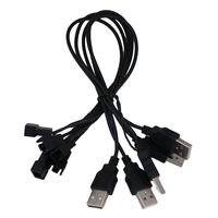 Mxfans 5 x Plastic USB to 3 PIN Adaptor Connector Cable 30cm for PC Fan Black