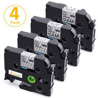 Airmall 4-Pack Compatible Label Tapes for TZe-131 TZe-135 Label Tape 12mm 0.47 Inch (Black/White on Clear) to use with Brother Label Maker PTH110, PT1880 0.47 Inches x 26.2 feet (12mm x 8m)