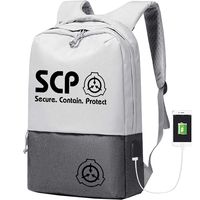 U&M SCP Foundation Theme Backpacks SchoolBags Shoulder Bags Daypack Bookbag Laptop Bag with USB Charging Port (Style B)