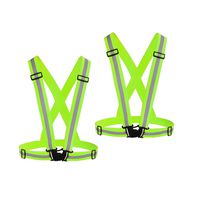 Chiwo Reflective Vest Running Gear 2Pack, High Visibility Adjustable Safety Vest Outdoor Reflective Belt for Night Cycling,Hiking, Jogging,Dog Walking, Construction Safe (Green)