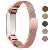 WIWISI Bands Compatible with Fitbit Alta/Alta HR Smartwatch, Women Men Adjustable Metal Band Bracelet Strap Wristbands (Large(6.4"-9.6"), Rose Pink)