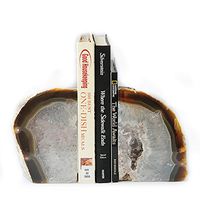 JIC Gem 4 to 6 Lbs Natural Agate Bookends Decorative Polished 1 Pair with Rubber Bumpers for Office Décor and Home Decoration