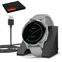 Garmin vivoactive 4S GPS Smartwatch (40mm,Silver/Gray Band) with Charging Base Spotify, Music, Pay, Body Monitoring and More