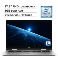 Dell Inspiron 17.3" FHD Touchscreen 2-in-1 Laptop, Intel Core i7-8565U Up to 4.6GHz, NVIDIA GeForce MX150 2GB, 8GB DDR4 RAM, 512GB PCIe SSD+1TB HDD, Wireless-AC, HDMI, USB Type-C, Windows 10, Silver