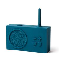 Lexon Tykho 3 FM Radio, Bluetooth Speaker, 5W, Splash Proof IPX4, Autonomy 20 Hours, Silicone Rubber Case - Blue