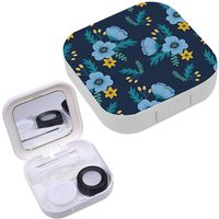 Portable Contact Lens Case Box Travel Kit Mirror + Bottle + Tweezers Container Holder [ Elegant Colorful Floral ]